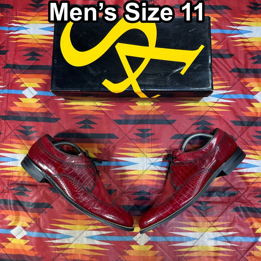 Stacy Adams Dayton Red Leather Wingtip Oxford Men’s Size 11 D